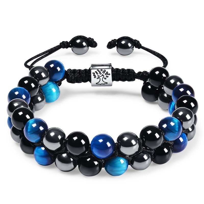 1 Piece Simple Style Round Tree Natural Stone Beaded Handmade Men's Bracelets display picture 1