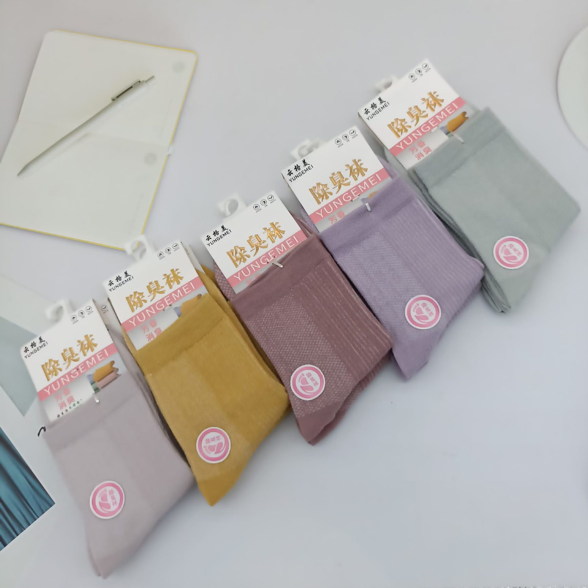 윤게메이 여성용 더블 니들 양말