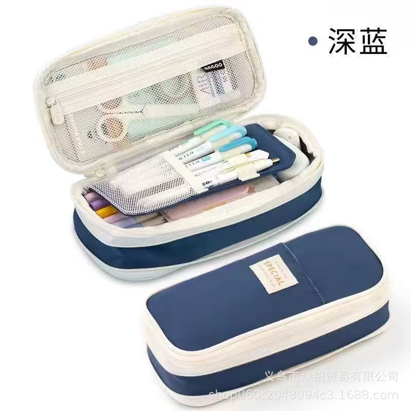 Estuche para lápices japonés de gran capacidad de alto valor Bolso de papelería de lona simple coreano para estudiantes de secundaria para niños y niñas Estuche para lápices lindo