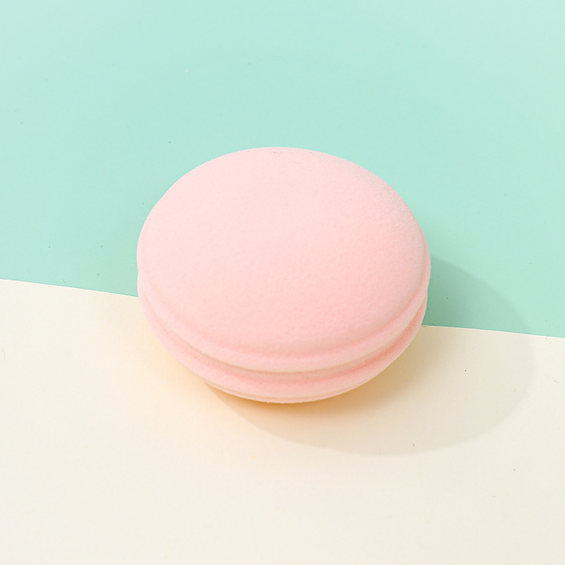 Polvo de macarrón transfronterizo, esponja de maquillaje redonda personalizada, esponja de maquillaje, huevo de maquillaje super suave, no comer polvo, seco y húmedo, doble uso