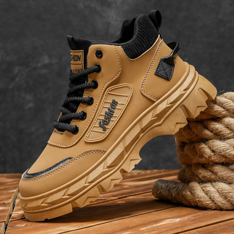 Zapatos de hombre 2026 primavera nuevos zapatos al aire libre de montaña deportes casuales botas Martin anti-deslizante con suela gruesa botas de herramienta de altura image 5