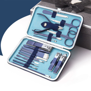 New Nail Clippers suit manicure suit beauty set stainless steel nail clippers blue 18-piece manicure tools
