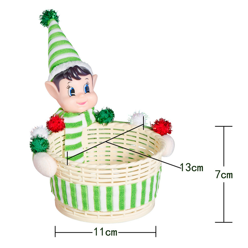 ゴールデン グリーン クリスマス装飾用品 クリスマス エルフ キャンディ バスケット スナック ボックス 赤と緑のクリスマス エルフ キャンディ ジャー|undefined