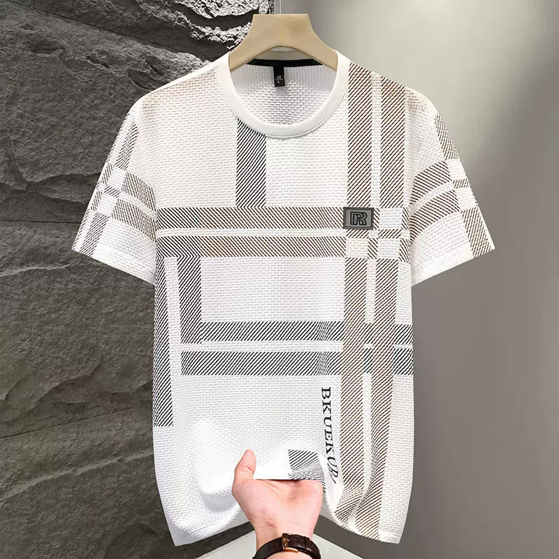 源头厂家男士短袖夏季T恤潮流圆领百搭体恤新款半袖撞色休闲上衣