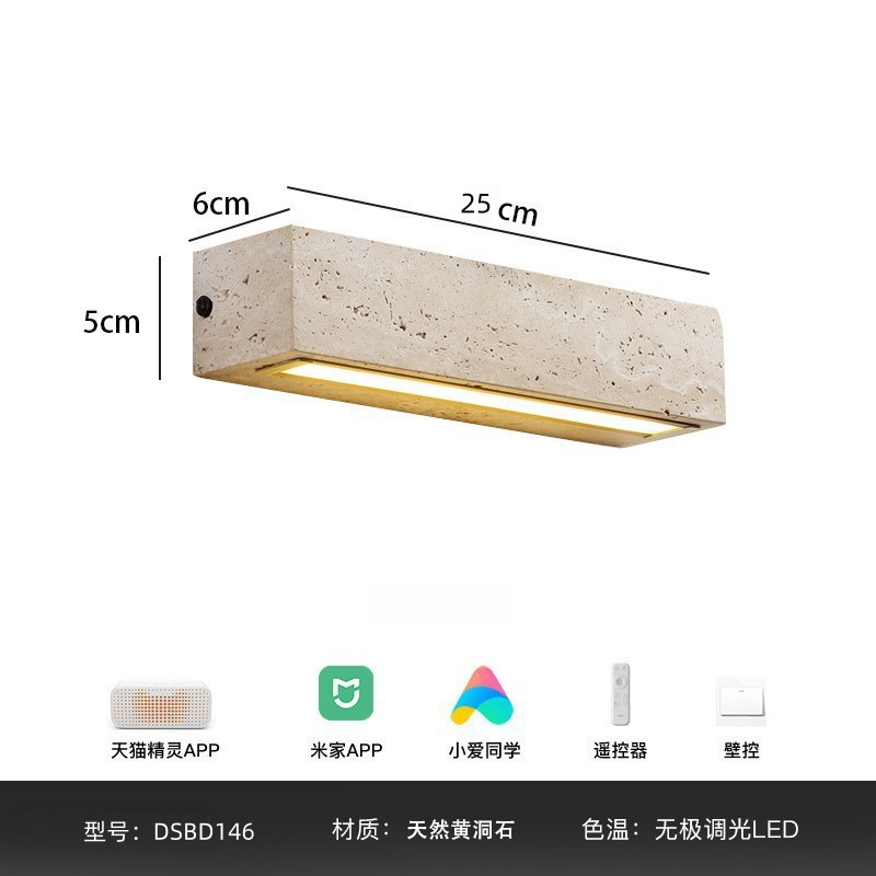 estilo japonés retro cabecera de cama agujero amarillo lámpara de pared de piedra silenciosa balcón sala de estar sofá TV pared de fondo escalera lámpara pasillo