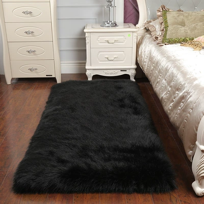 Car Carpet Bedroom Bedside Floor Mat - black-3040cm-heart-shape