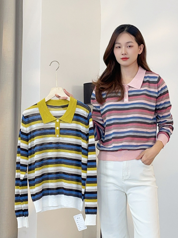 0904-154早秋高品质天丝亚麻针织衫女装2025秋装套头衫女装|undefined