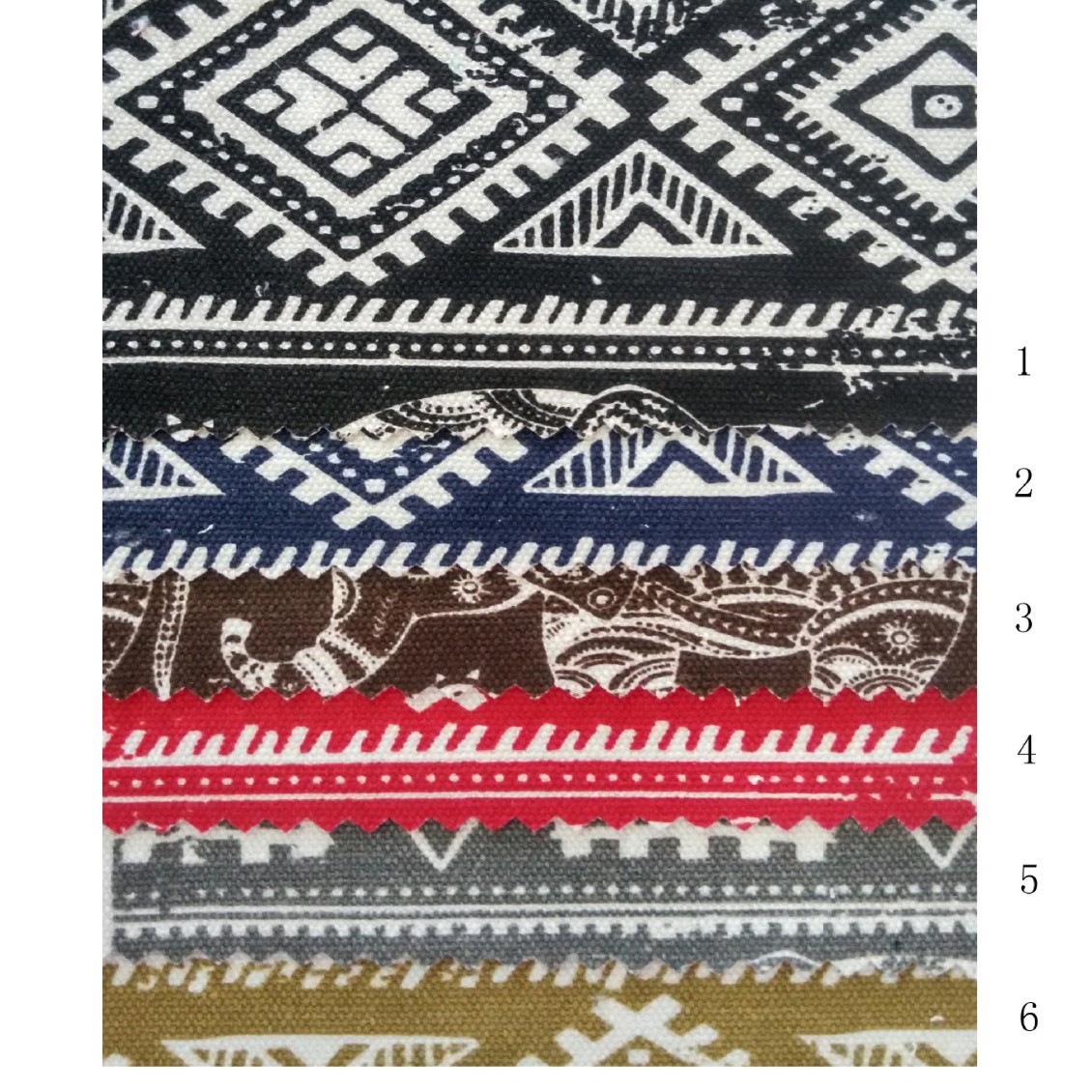 复古大象印花民族风12安涤棉帆布面料 窗帘桌布箱包涤棉帆布布料