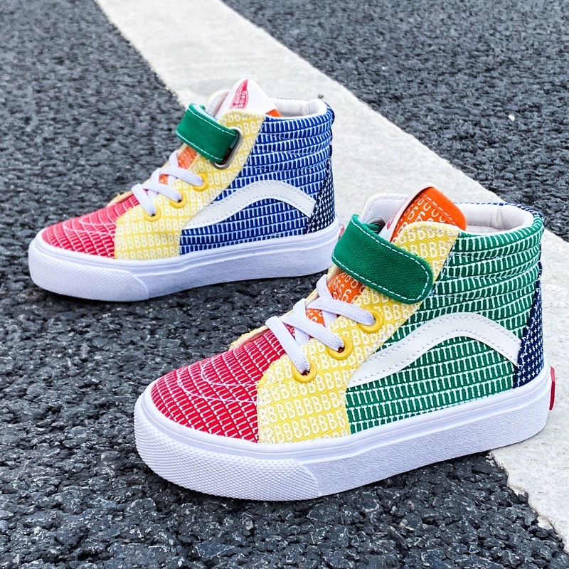 2024 весенне-осенние детские брезентовые туфли корейские модные туфли для мальчиков в клетку повседневные детские туфли на мягком фоне