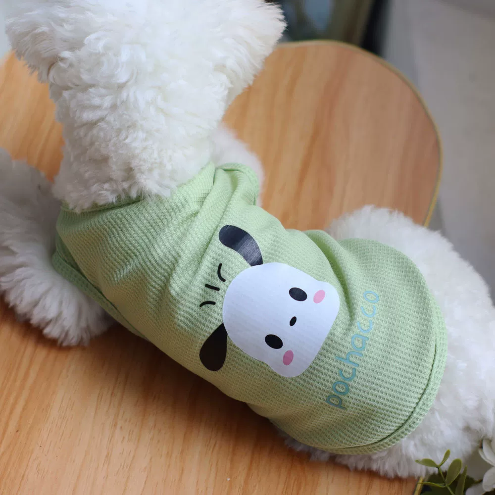 Кошки и собаки Весна Летний жилет Домашние животные Весна и Осень Мультяшный модный вафельный жилет Санрику с принтом милый костюм