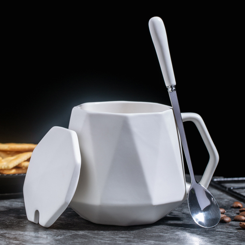 Taza de cerámica geométrica Taza poligonal Taza de agua Taza de café Taza de desayuno LOGO tallado