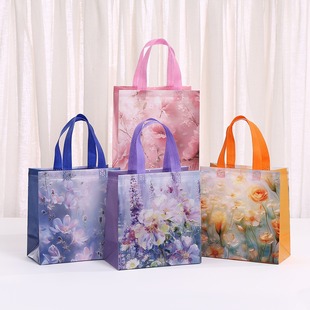Non-Woven Handbag Holiday Gift Oil Painting Printing High-End Gift Bag Fashion Shopping Bag Wholesale