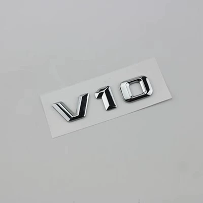 label Mercedes-Benz BMW, Car logo - v10-bright-silver-three-dimensional
