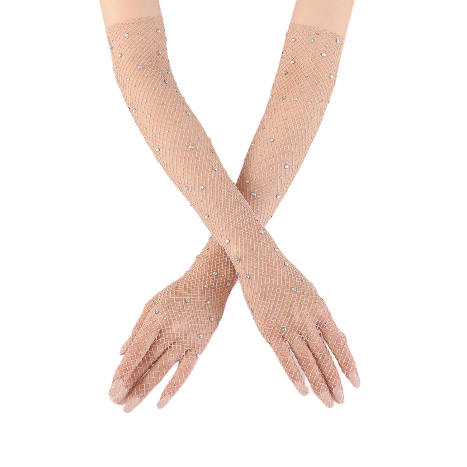 Guanti decorativi per la danza delle donne elastiche divertenti della rete da pesca sexy della discoteca della maglia del diamante caldo di nuova moda_voghion.com