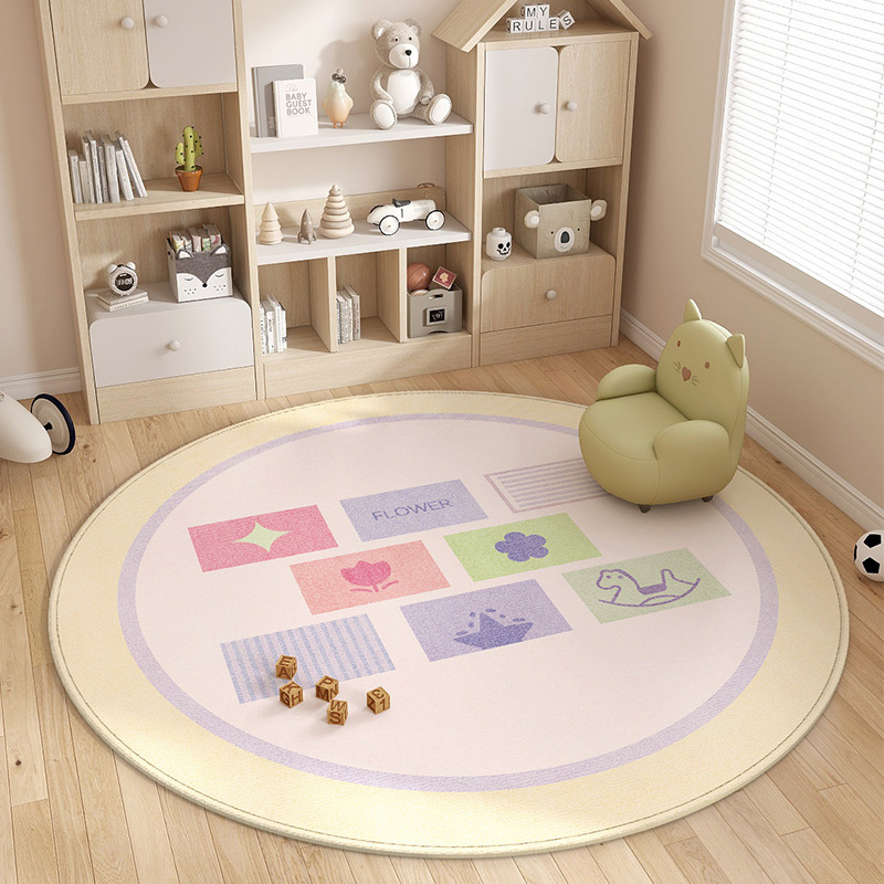 Alfombra redonda fresca pequeña, habitación de niños, dormitorio, manta de cabecera, cojín para silla de computadora, alfombra de sala de estar resistente a la suciedad y fácil de cuidar