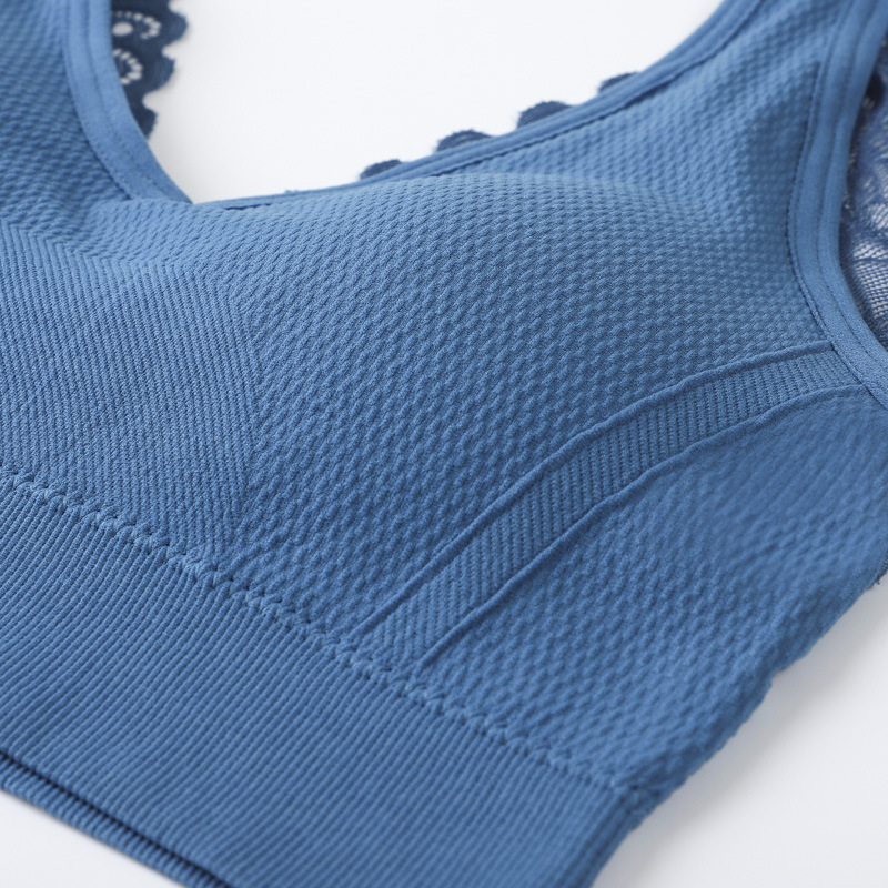 Correa de hombro ancha en forma de V encaje espalda envuelta en el pecho tubo superior látex sentido pecho pad inconsútil inalámbrico que basa el sujetador de la ropa interior para las mujeres