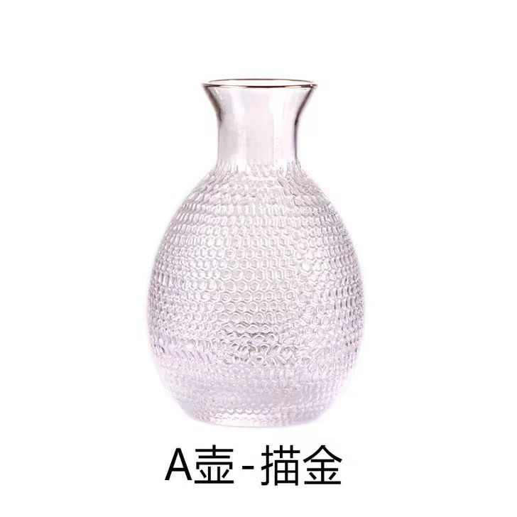 Juego de vino de sake con patrón de martillo japonés, vino de arroz de vidrio para el hogar, vino tibio, copa de sake, jarra de vino caliente, taza de vino pequeña al por mayor