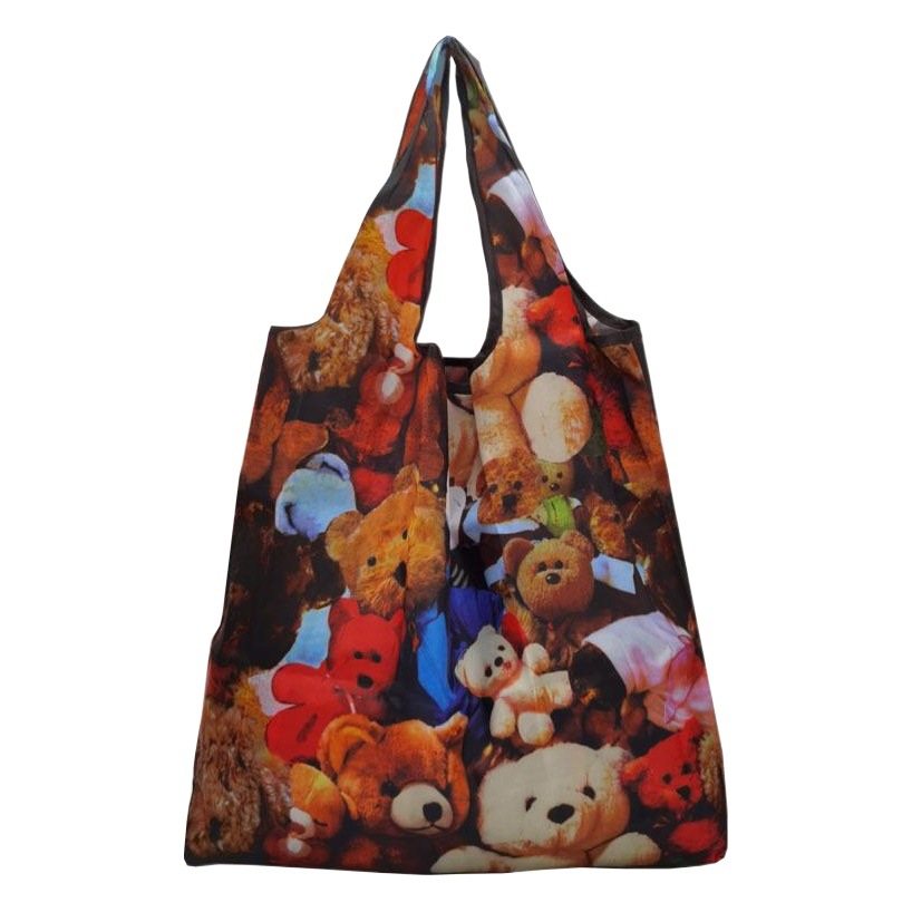 Bolso de compras de supermercado mediano de dibujos animados bolso verde bolso de moda bolso de compras plegable Portátil Bolsa de nylon impermeable