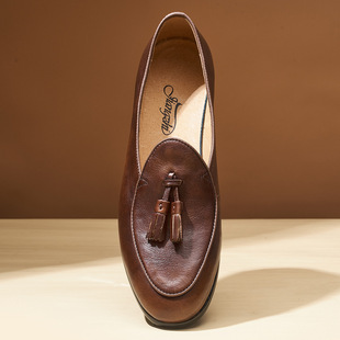 British Style Leather Tassel Business Formal Dress Casual Slip-on Men's Leather Shoes Penny Loafers Top Layer Cowhide Trendy Shoes
