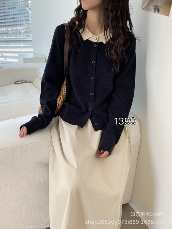 复古小香风翻领针织开衫女2025秋冬新款韩版软糯薄毛衣外套潮C131|undefined