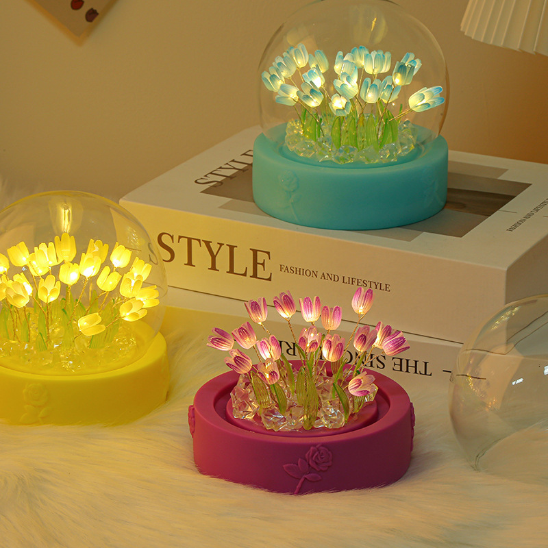 Tulip Night Light Internet Celebrity Creative Personality Handmade DIY Atmosphere Light Desktop Decoration Ornament Gift Eye Protection