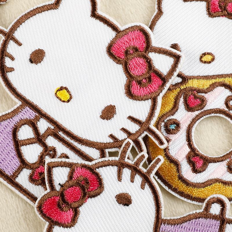 漫画子猫刺繍ステッカーアニメ自己粘着外国貿易パッチステッカー衣類アクセサリー diy アクセサリー工場既製布ステッカー|undefined
