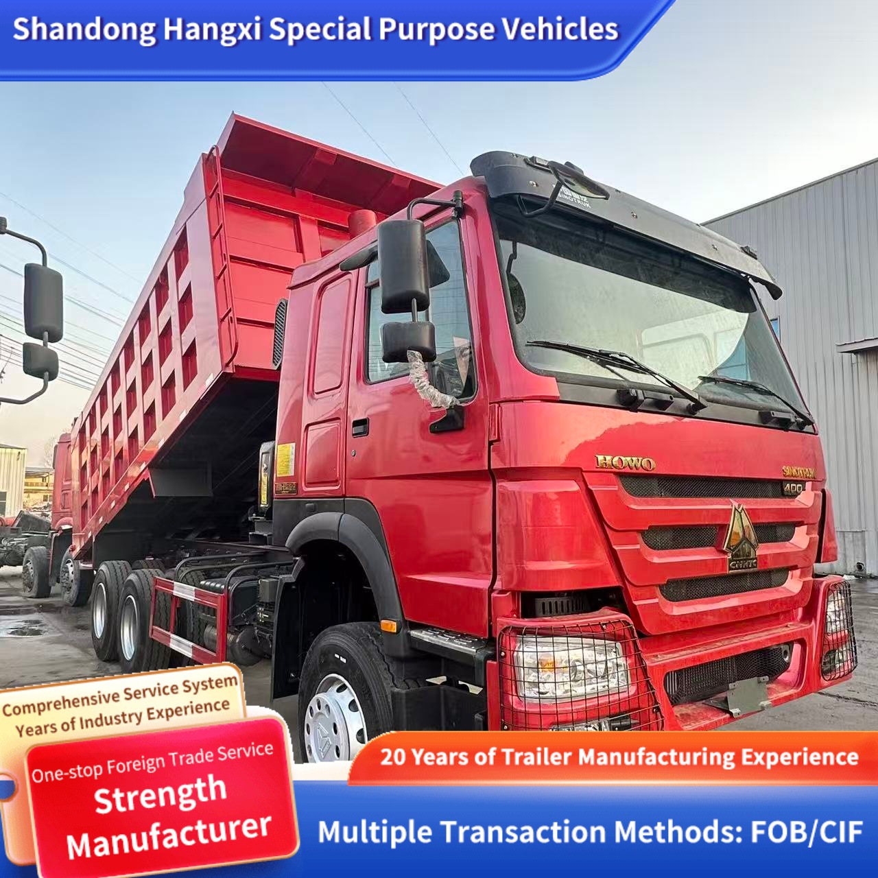 Howo Eight-Wheel Dump Truck with Weichai 400Hp Engine, Customized 10-Wheel Howo Dump Truck for Export