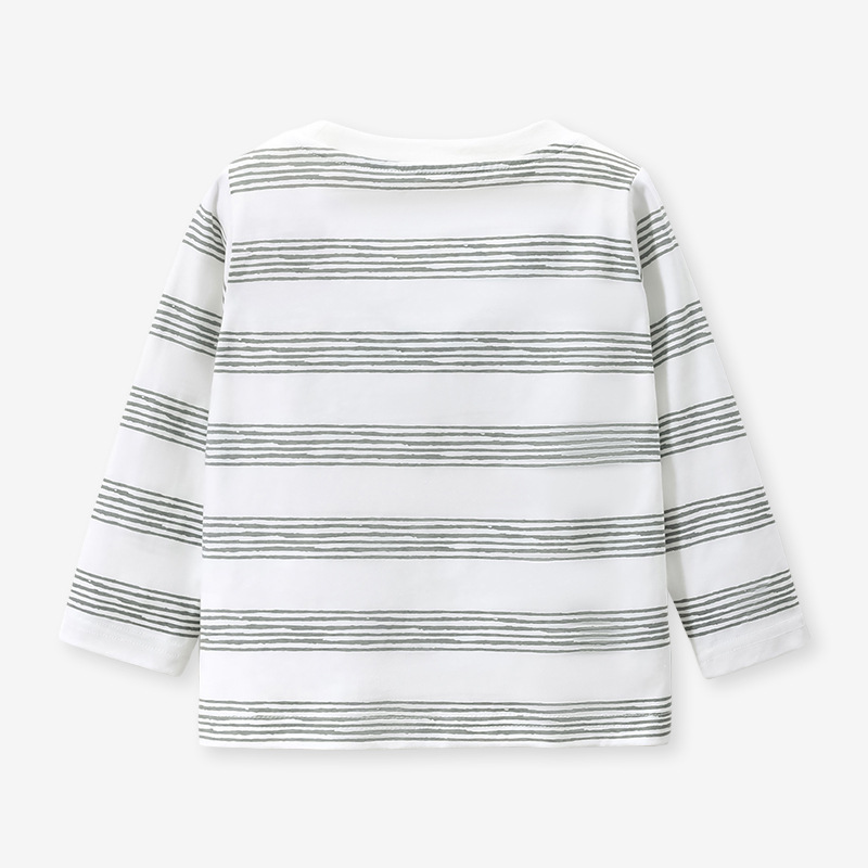 JOJOBEBE ropa infantil europea y americana otoño nueva camiseta de los niños algodón rayas impresas de manga larga camiseta de los muchachos cuello redondo