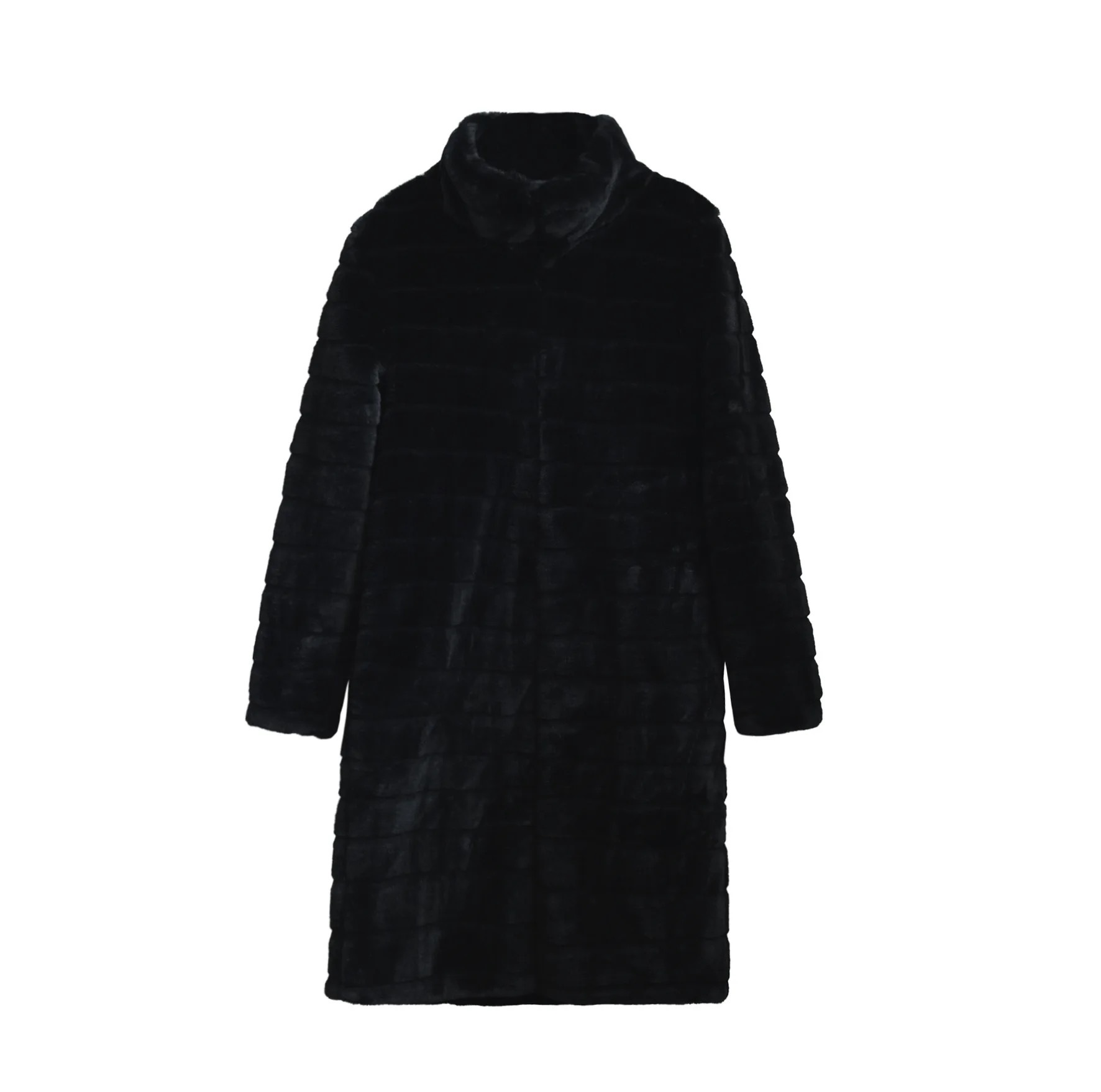 Luxe imitatiebontjas – Winterse elegantie zonder riem (M-XXL, wit/zwart, halflang, opstaande kraag)_voghion.com