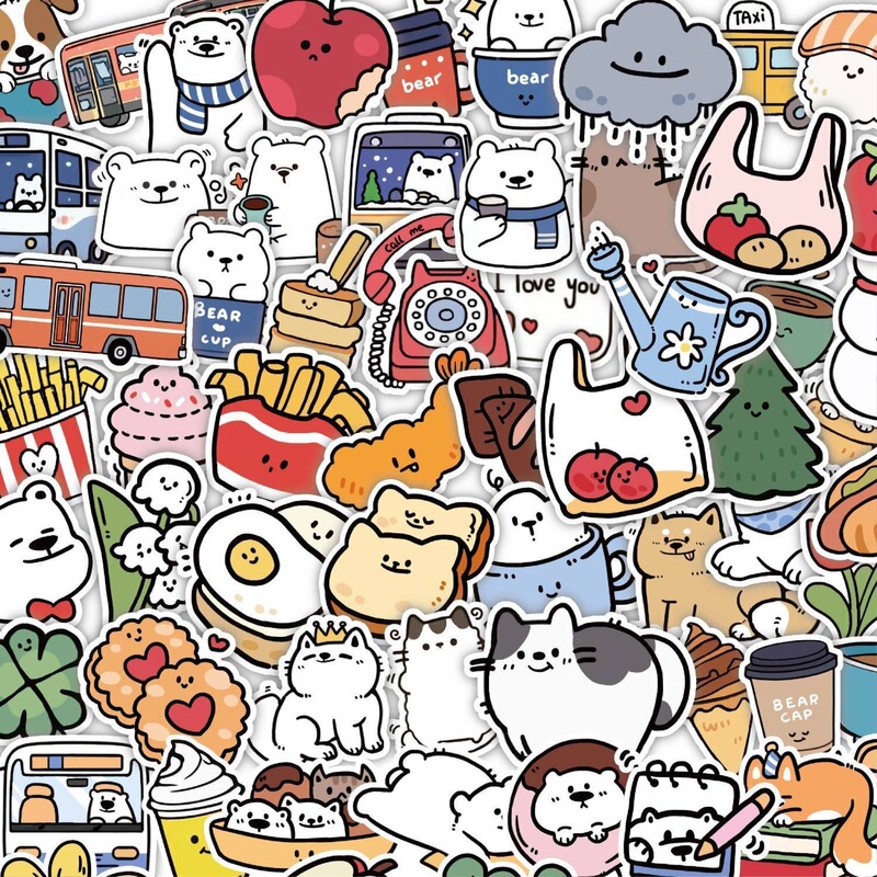60 Pieces of White Bear Travel-Themed Cross-Border Amazon Wholesale Planner Stickers, Cute Cartoon Original DIY Phone Stickers 60 Pieces of White Bear Travel-Themed Cross-Border Amazon Wholesale Planner Stickers, Cute Cartoon Original DIY Phone Stickers