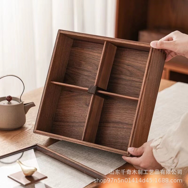 胡桃木质果盘过年糖果盒实木客厅高档零食茶几点心水果盘干果盘|undefined
