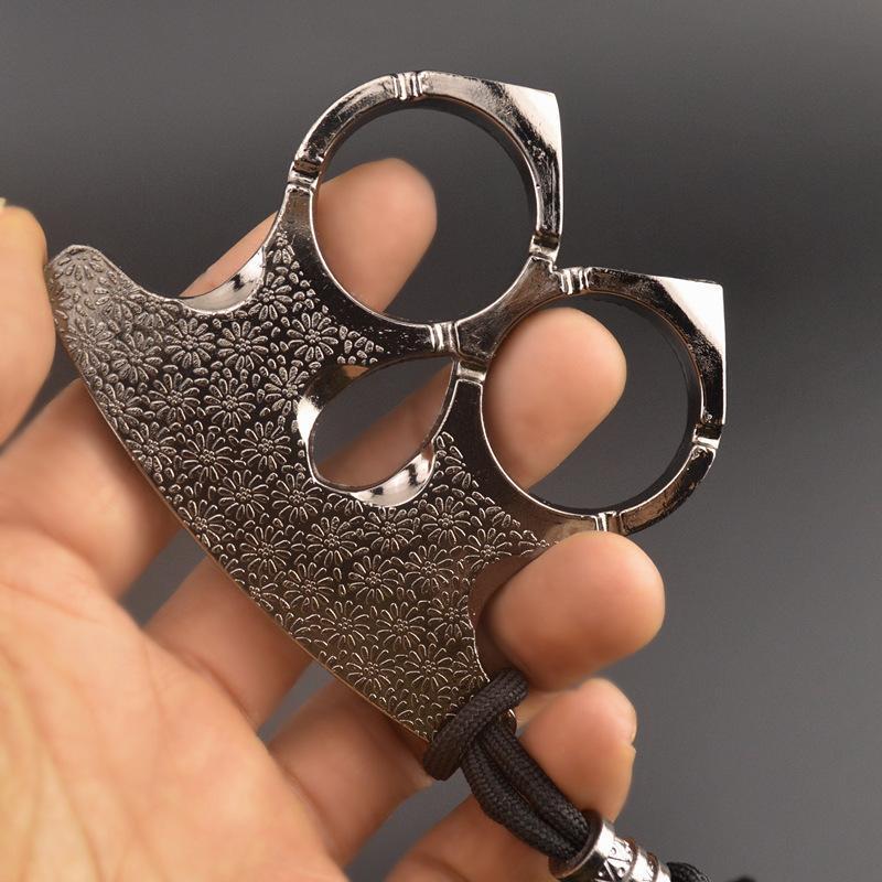 Orchid Double-Finger Buckle Anti-Wolf Self-Defense Alloy Double-Finger Ring Buckle Keychain Car Emergency Window Breaker Hand Support Protection