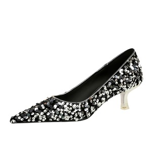 237-21 Korean version new fashionable and elegant banquet glittering sequin women's shoes with a shallow cut pointe