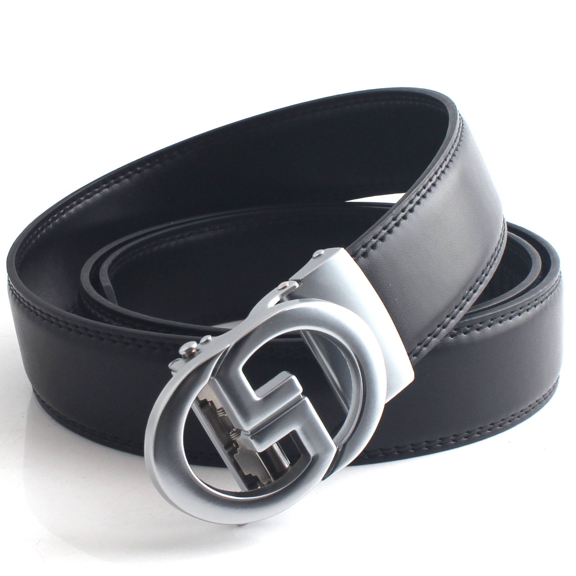 Men's Automatic Belt With Letter Buckle, Cowhide Leather Belt_voghion.com