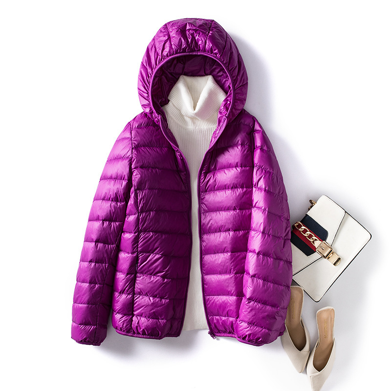 2025 Autumn/Winter Women's New Plus Size Korean Style Slim Fit Lightweight down Jacket Women's Short Hooded Coat Cross-Border