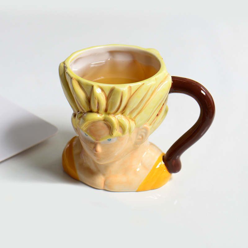 Animación de dibujos animados siete tazas de bola de dragón tazas de cerámica Sun Wukong tazas de agua 3D pintadas a mano creativas para niños