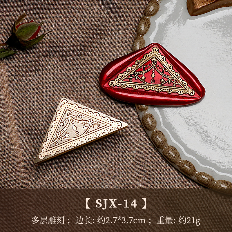 Fábrica directa fuego pintura sello cobre cabeza triángulo fuego pintura cera vintage Rosa tallada sellado cera mano cuenta regalo