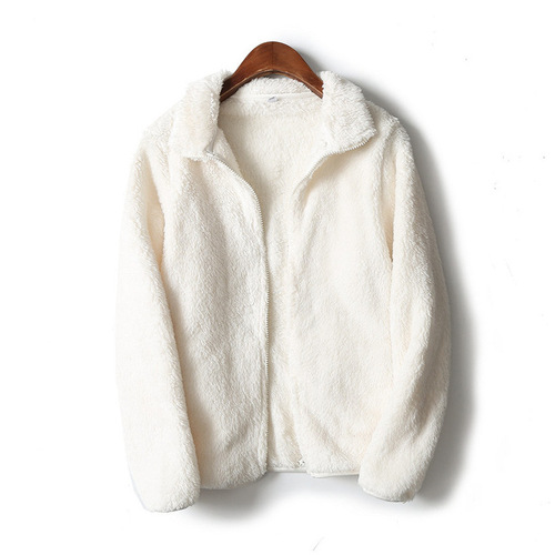 [7 colors double-sided coral velvet] thickened velvet autumn and winter new cross-border coat loose zipper high collar sweatshirt for women