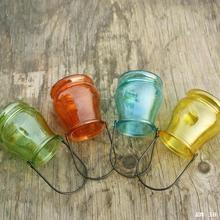 彩色玻璃南瓜水培花卉容器小雙耳吊瓶懸掛玻璃花瓶插花瓶