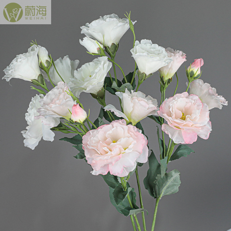 Artificial short branch style orange Platycodon grandiflorum high-grade silk flower wedding decoration bouquet home decoration living room decoration