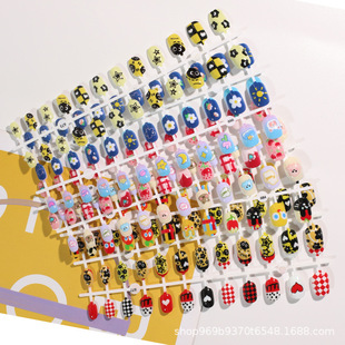 Hot selling children's nail wear nail 24 pieces patch removable fake nail factory direct wholesale