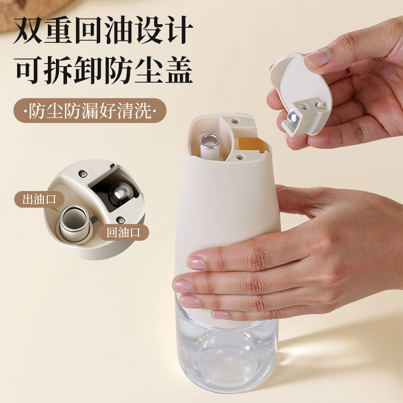 Botella de aceite de vidrio de cocina doméstica a prueba de fugas de gran capacidad de salsa de soja vinagre botella de condimento de aceite y sal tanque de condimento de apertura y cierre automático