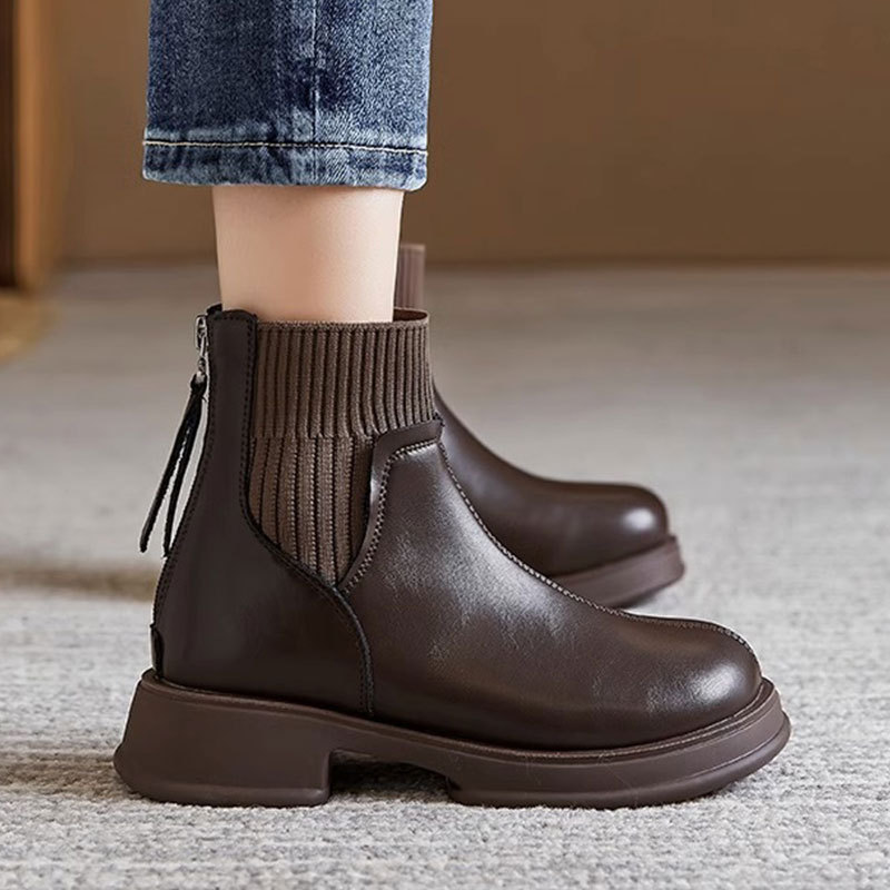 Hommes Vintage Militaire Talon Aiguille Bout Carré Bout Rond À Lacets Fermeture Éclair Bureau Chaussures De Sport Bottes_voghion.com