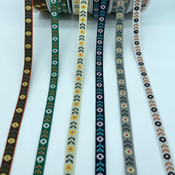 New in stock 1cm national style jacquard clothing accessories color national style polyester jacquard ribbon support wholesale