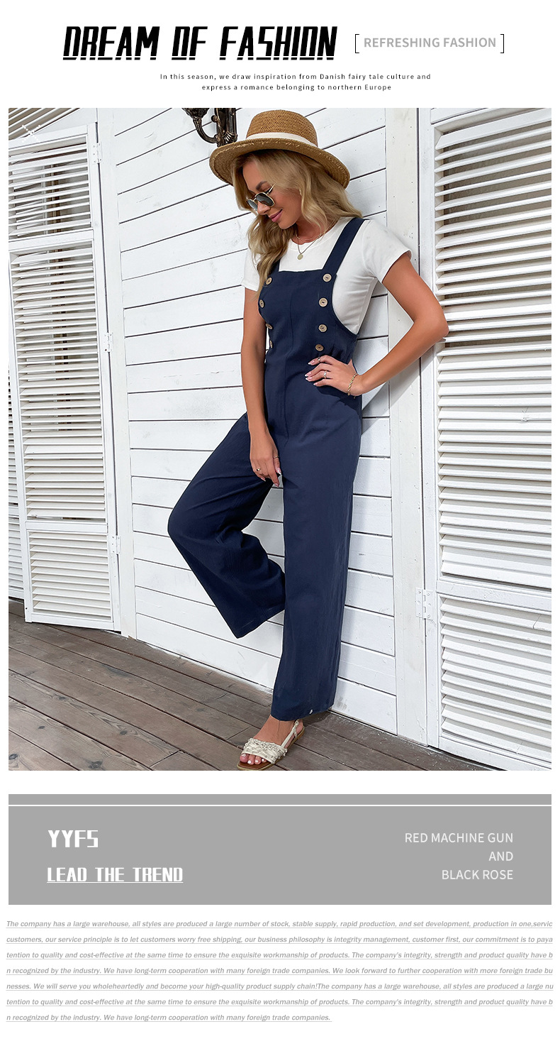 Pantalones rectos casuales de color sólido_voghion.com