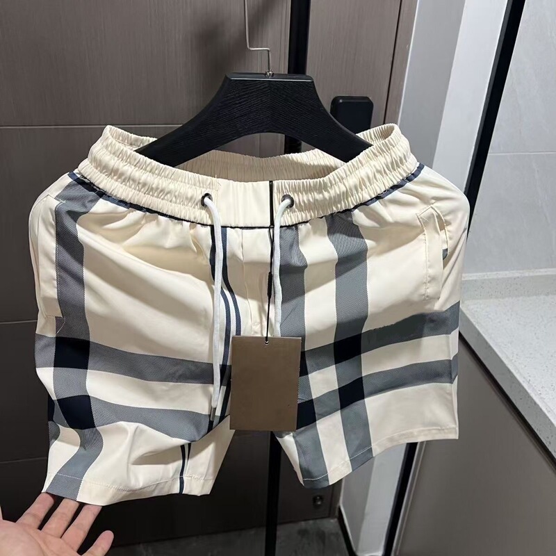 Summer Classic Plaid Cool Pattern Luxury Beach Shorts Casual Shorts Trendy Men's Sports Thin Five-Point Shorts
