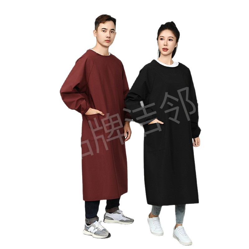Impermeable a prueba de agua, aceite resistente a ácidos y álcalis, delantal de manga larga, ropa de trabajo para hombres y mujeres, ropa de cocina, delantal de herramientas