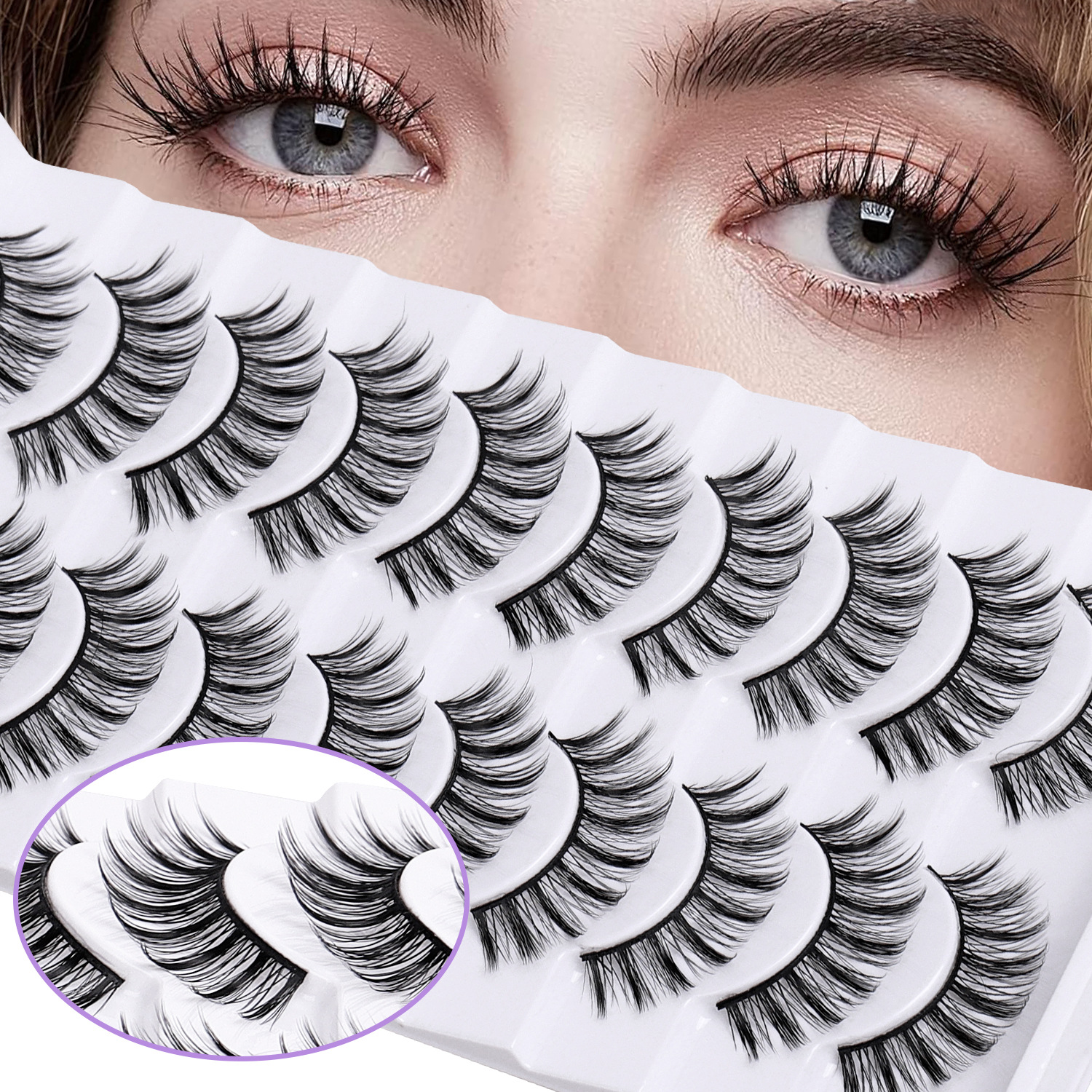 Comercio exterior transfronterizo entre Europa y los Estados Unidos 0.07 parillas falsas de visón 10 pares suaves cómodas y gruesas fábrica de pestañas de ojos rizados