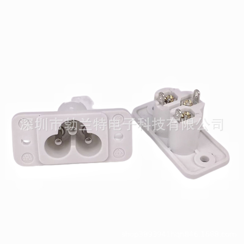 AC电源插座C6型器具型输入型梅花插座米老鼠插座带孔螺丝固定C04