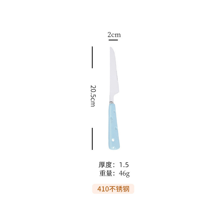 304ステンレスナイフフォークスプーン4点セット高颜値チーズ柄洋食食器家庭用ステーキナイフフォークデザートスプーン|undefined